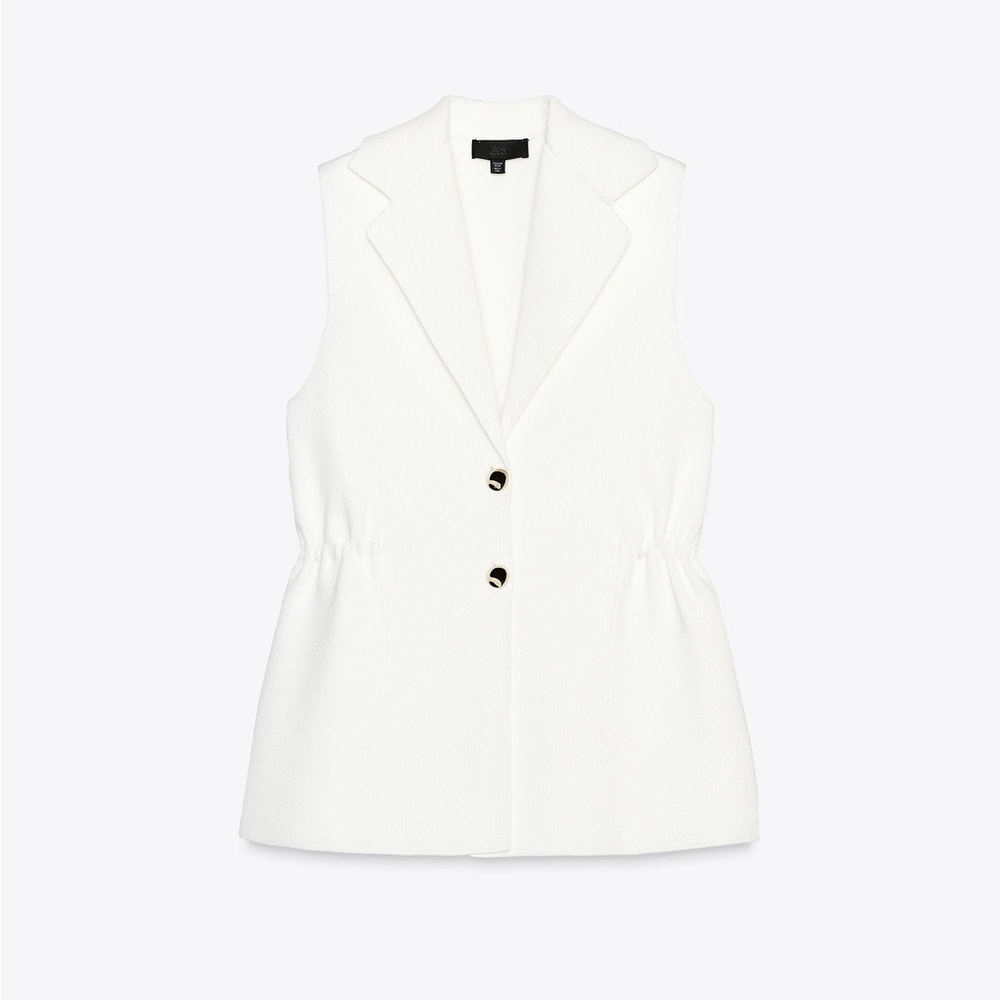 Zara White Sleeveless Blazer Vest